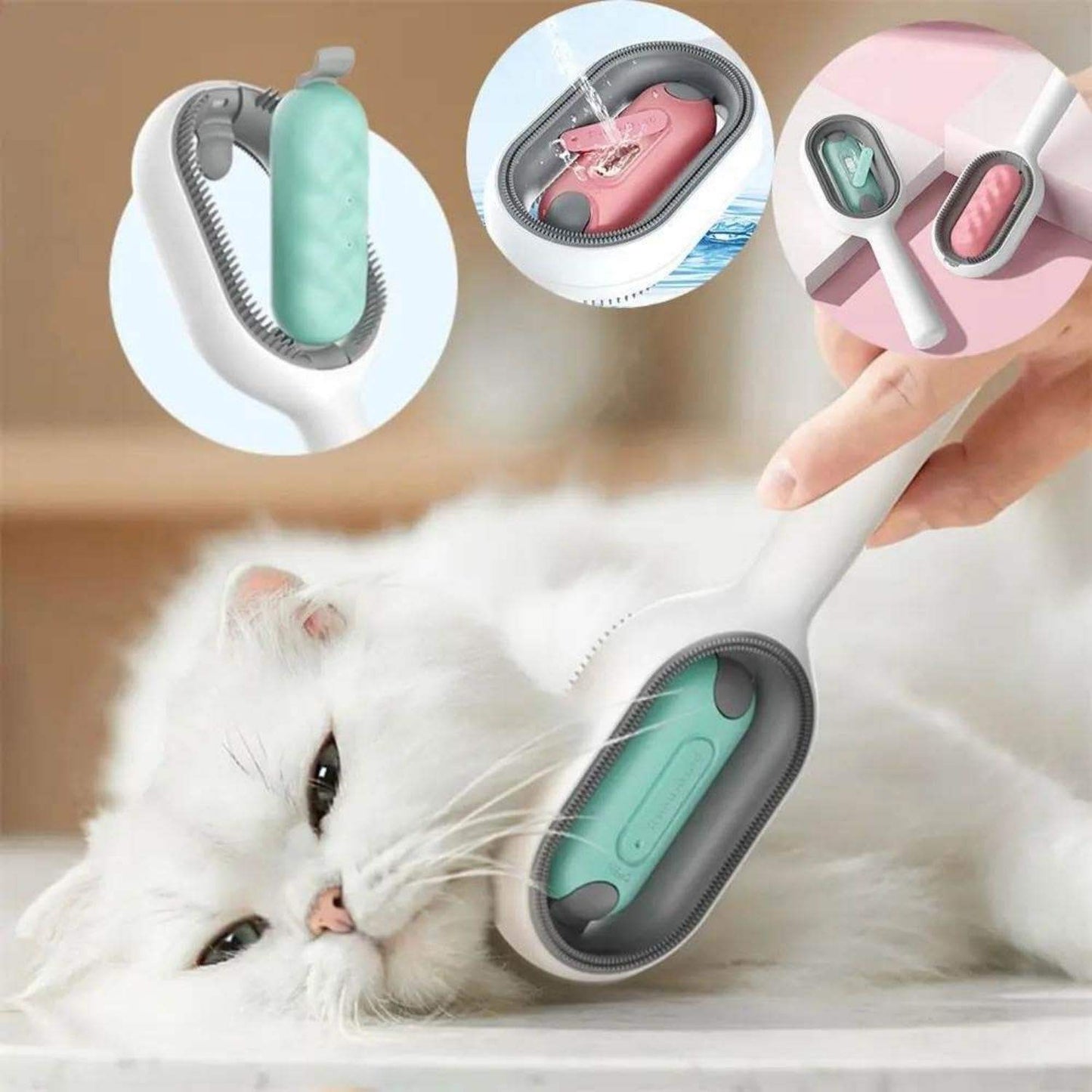 Spazzola Grooming 4 in 1 HelloPawly — Spazzola e Lava il tuo gatto in una sola passata