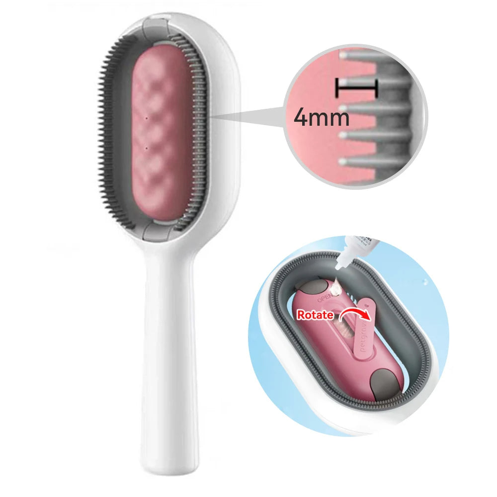 Dettaglio setole in silicone spazzola HelloPawly con serbatoio acqua