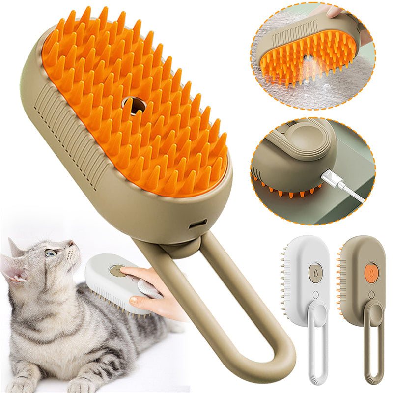 Spazzola a vapore elettrica 3 in 1 HelloPawly per gatti colore Milk Brown